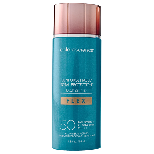 Colorescience Sunforgettable Total Protection Face Shield Flex sunscreen bottle on a white background