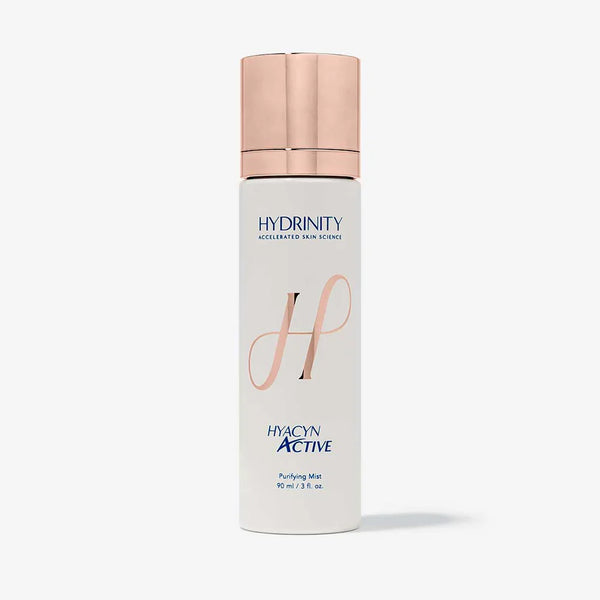 Skincare bottle labeled 'Hydrinity' HYACYN ACTIVE  on a white background