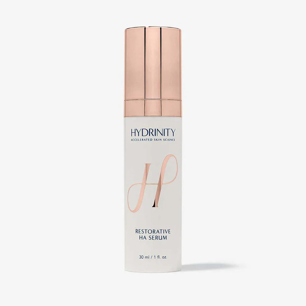 Hydrinity Restorative HA Serum bottle on a white background