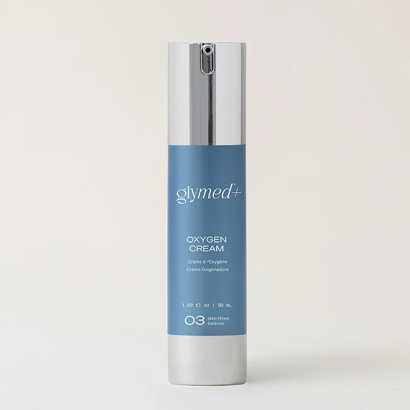 Glymed Oxygen Cream bottle on a light gray background