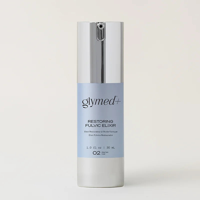 Glymed+ Restoring Fulvic Elixir bottle on a white background