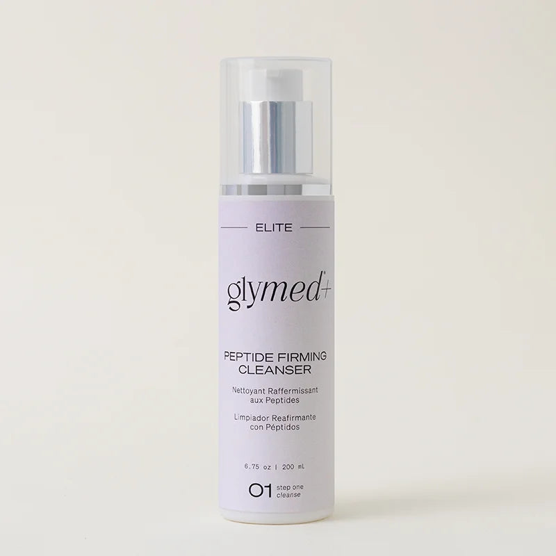 Glymed Plus Peptide Firming Cleanser bottle on a white background