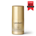 Gold skincare serum bottle labeled 'plated' with 'TIME BEST INVENTIONS 2024' badge on a white background